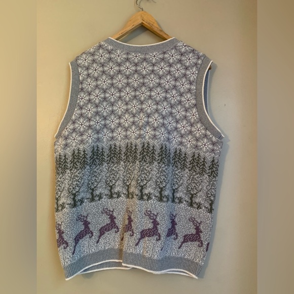 Northern reflections sweater vest vintage winter trees deer - Picture 5 of 7